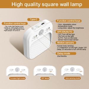 Luz de Sensor de Movimiento para Colgar en la Pared Interior, Cuadrada, Compacta y Sencilla, con Carga USB - Product Image 5