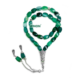 Winon - Rosario Islámico de Ágata Natural al por Mayor, 8*12mm, Chapado en Plata, Rosario Musulmán, Tasbih, Misbaha - Product Image 4