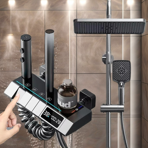 <span class=keywords><strong>Tieba</strong></span> Space Aluminium Digitalanzeige Deck-Mount Duschset Gunmetal-Grau Intelligente Klaviertasten-Steuerung Keramikventil Dosiert Sanft - Product Image 2