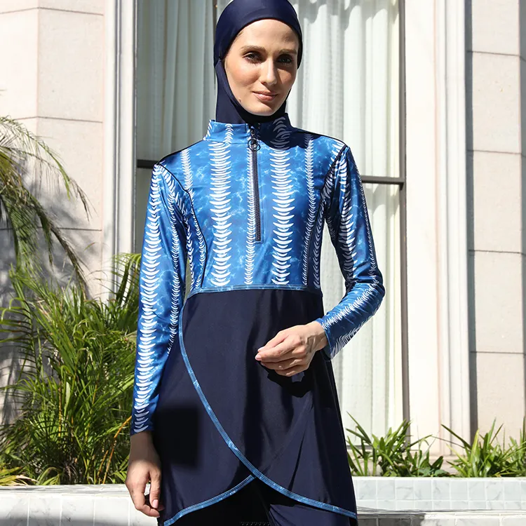 Fabrik günstiger Preis bescheidene lange Ärmel islamische Kleidung Bademode 3 Stück traditionelle muslimische Kleidung Burkini-Bademode