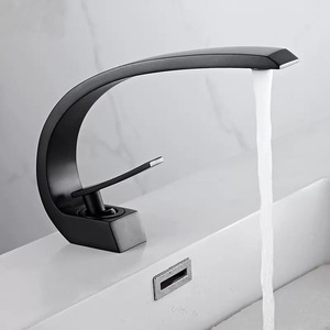 Mitigeur eau chaude et froide en <span class=keywords><strong>cuivre</strong></span> noir, <span class=keywords><strong>robinet</strong></span> de salle de bain sans contact à valve céramique, nouveau design, <span class=keywords><strong>robinet</strong></span> de lavabo à poser, best-seller - Product Image 5