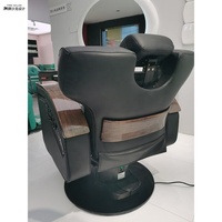 Chaise de coiffure électrique inclinable et pliable haut de gamme en cuir PU, design de luxe léger pour salons de beauté