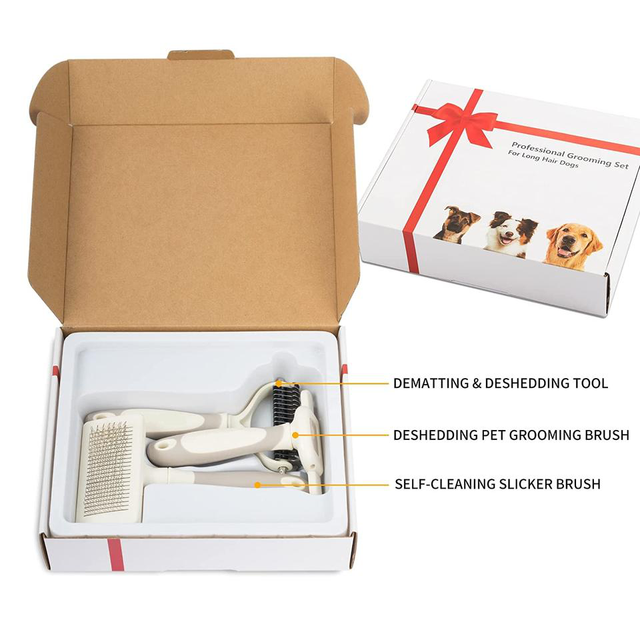Dog Grooming Kit Pet Slicker Brush Long-Haired Dog Grooming Brush Set Deshedding and Dematting