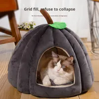 DO Luxe Cartoon Mode Automne Hiver Citrouille Forme Tissu Type Semi-Fermé Pet House Chaud Épaissi Chat & Chien Villa Boîte