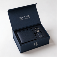 Boîte cadeau rigide magnétique personnalisée avec insert pour portefeuille homme, porte-clés, accessoires en cuir, emballage
