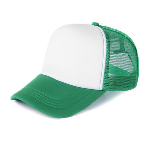 Erkek özel Logo 5 Panel ağ köpük kamyon şoförü şapkası iki ton kavisli ağız ucuz düz tarzı görüntü kap