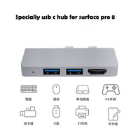 Hub USB C double avec 2 USB 3.0 HDTV SD TF Card Reader Type C Dock 6-en-1 Multi-Function pour Surface Pro 8 9 10
