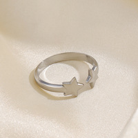 Bague minimaliste Zooying plaquée or 18 carats PVD, réglable, double couche, lune et étoile, en acier inoxydable, empilable, cadeau