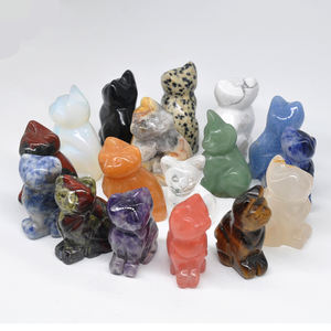 Wholesale Natural Gemstone Carving <strong>Cat</strong> Statue Reiki Animals <strong>Figurines</strong> for Healing Crystal Stones Beads Decoration - Product Image 2