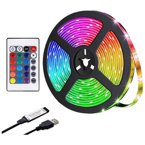 Custom WS2812B Waterproof RGB Strip <b>Lights</b> 30LEDs/m IP65 USB Full Kit 24 Keys Remote Control 1M Flexible Strip <b>Light</b> for TV - Product Image 1