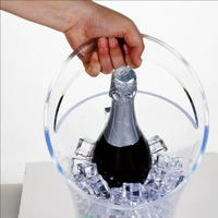 FSE 4L Seau à glace Bar Bière Champagne Seau à glace Bac à boisson en plastique transparent avec poignée