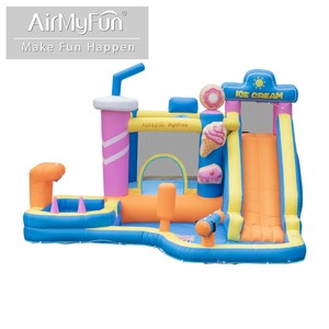 Château gonflable pour enfants, style crème glacée, en tissu Oxford, avec toboggan aquatique gonflable pour usage domestique - Product Image 6