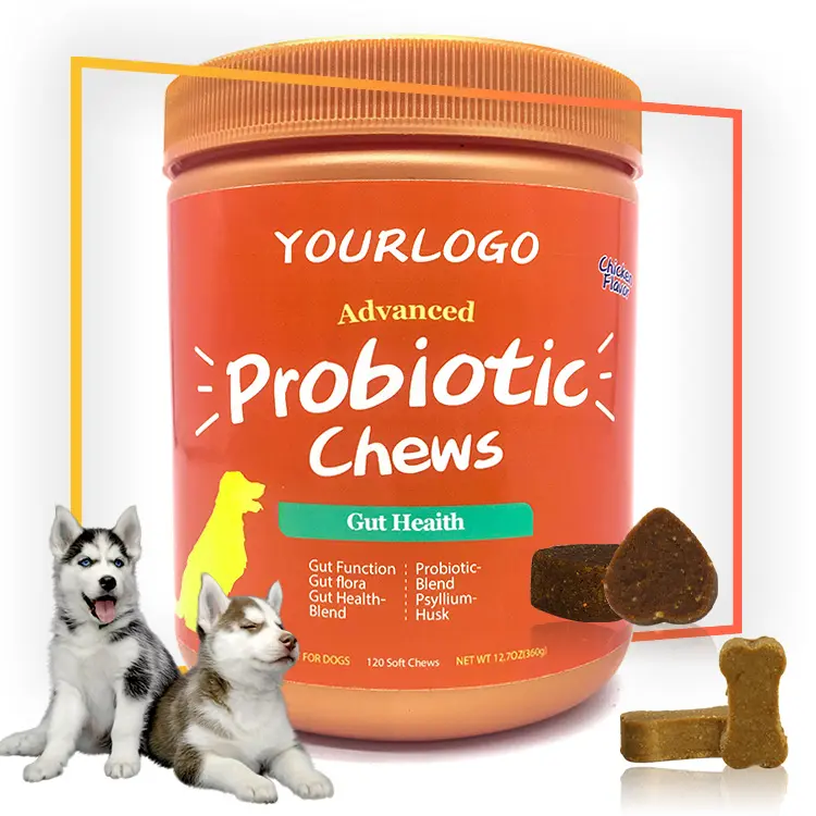 Probiotics-mascarilla con el Logo de la marca profesional para perros, mejora la digestión, alergia