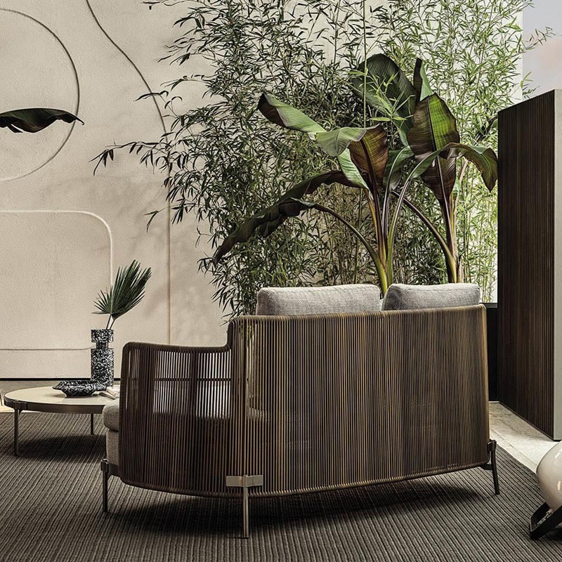 New arrival outdoor furniture thick cushion rope garden sofa sets