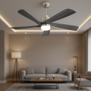 Ventilador de Techo LED Moderno de 52 Pulgadas con 5 Aspas de Madera, Luz Regulable, Control Remoto, Motor DC, Iluminación Interior - Product Image 2