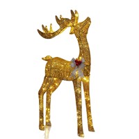 Cerf éclairé de Noël pour fenêtre de centre commercial Scenic Spot Utilisation en extérieur-Véhicule en fer de voiture de Noël en métal éclairé étanche