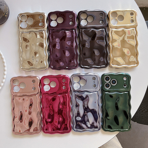 Sang trọng Electroplated Orange đá mô hình điện thoại trường hợp đối với iPhone 13 14 15 16 17 Pro Max sóng cạnh chống sốc mềm Cover quay lại - Product Image 4