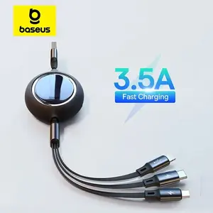 <span class=keywords><strong>Baseus</strong></span> Cargador de Cable USB Retráctil <span class=keywords><strong>3</strong></span> en <span class=keywords><strong>1</strong></span> Cable de Carga Rápida para Teléfono Android Tipo C para Xiaomi Samsung - Product Image 1