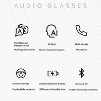 Nouvelles lunettes audio intelligentes E10 Pro avec traduction IA, appels, lecture de musique, commande par bouton tactile, batterie 55 mAh