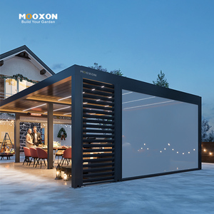 <span class=keywords><strong>Pergola</strong></span> en <span class=keywords><strong>aluminium</strong></span> avec lames de toit réglables et cloison de verre latérale - Product Image 2