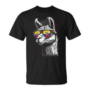 Camiseta ecuatoriana con diseño de gafas de sol y bandera, camiseta negra para hombre - Product Image 1