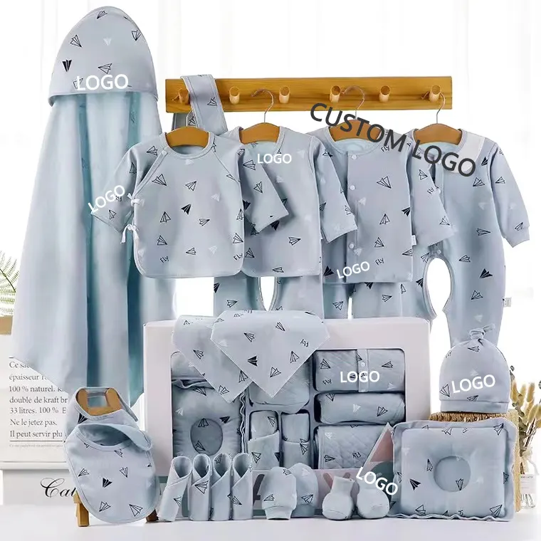 Großhandel 18pcs 0-6 Monate Baby Nachtwäsche Geschenk paket Neugeborene Kleidung Baby Geschenk 100% Baumwolle Baby Kleidung Box Geschenkset