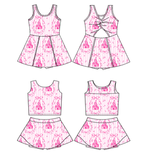 Nouvelles Robes de Yoga Respirantes pour Filles : Tenue Athlétique Florale d'Été Personnalisée avec Nœuds Château de Princesse Rose et Short Intégré - Product Image 2