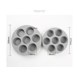 Moule à muffins en silicone antiadhésif pour la maison, ensemble de 7 moules ronds en silicone pour gâteaux - Product Image 5