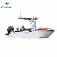 Bateau de pêche robuste en aluminium KV-180, console centrale, coque en V stable, pont de pêche large, bac à appâts vivants, pêche en haute mer