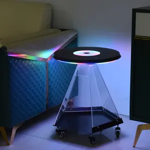 Tavolino da caffè in acrilico in vetro temperato con luce intelligente e musica per decorare la casa