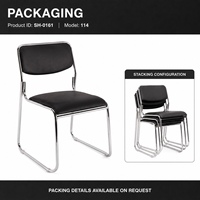 Chaise de bureau visiteur sans accoudoirs en similicuir PVC, base chromée, siège compact pour la formation, les conférences et les salles d'attente