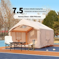 Tente de camping carrée gonflable à double couche, 2 portes, quatre saisons, tissu Oxford imperméable 2000-3000 mm, tente de glamping