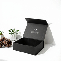 Boîte cadeau noire pliable magnétique à texture lin, impression personnalisée pour coffret cadeau d'entreprise, vente en gros, approvisionnement direct usine