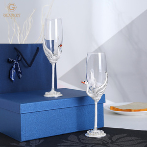 แก้วแชมเปญทรงหงส์เคลือบสีแชมเปญแก้วไวน์เป็นประกายแก้วค็อกเทลแก้วสำหรับบ้านงานแต่งงาน - Product Image 4