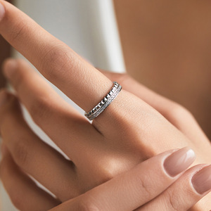 S925 Silver Cubic Zirconia Wedding Band Minimalist Half Eternity <b>Dainty</b> Pave Set CZ Stackable Band <b>Ring</b> - Product Image 5