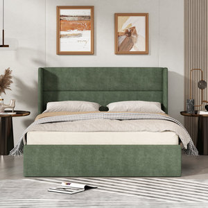 Base <span class=keywords><strong>letto</strong></span> in metallo Kainice con testiera a doghe, sollevamento idraulico a gas, per <span class=keywords><strong>letto</strong></span> king size blu, stile Mid-Century Modern, regolabile - Product Image 5