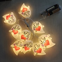 Guirlande lumineuse LED fantôme d'Halloween à piles, avec cœur et araignée, pour décoration extérieure de fête et de jardin