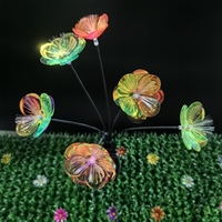 Lampu Taman LED Serat Optik Tenaga Surya Tahan Air, Dekorasi Lanskap Taman Luar Ruangan, Motif Bunga Plum, Warna Putih Hangat & RGB
