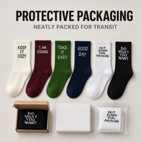 Chaussettes de sport en coton à semelle épaisse style slogan avec semelle mi-éponge