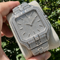 Montres mécaniques entièrement serties de diamants, cadran en cristal saphir, montres automatiques de luxe en moissanite pour hommes