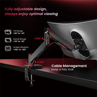 Support de moniteur de jeu LDT126-C012 17"-32" 10kg, fixation de bureau entièrement réglable avec bras à ressort à gaz unique