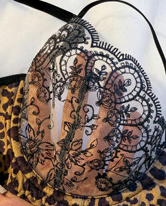 Aza825120 Nieuwe Transparante Vrouwen Beugel Push-Up Bh Thong Luipaard 2 Stuk Borduurwerk Mesh Kant Lingerie Set - Product Image 6