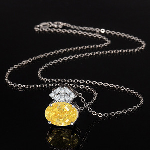 Collier et bague en cuivre plaqué or, best-seller, avec zircon jaune ovale 10*14mm, ensemble de bijoux fantaisie, ornements unisexes - Product Image 4