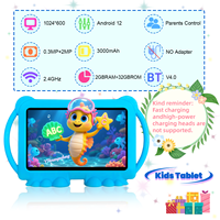 Tablette PC pour enfants IWAWA 7 pouces, quadricœur, résolution HD 1024x600, 2 Go de mémoire, jouet éducatif, apprentissage, nouveau Android 12, antichoc, USB-C