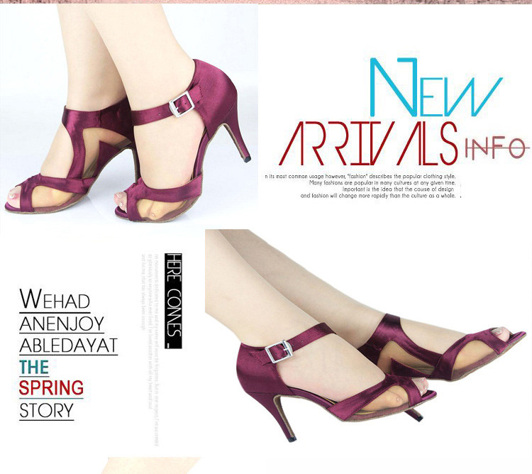 Fashion Women Shoes Lady Shoes Silk Satin High Heeled Jazz Ballroom Dance Sandals