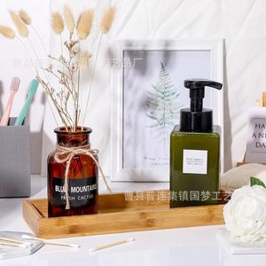 Bamboo Rectangular <b>Tray</b> 29x10x2cm Stackable <b>Storage</b> For Bathroom Toiletries And Living Room Use - Product Image 3