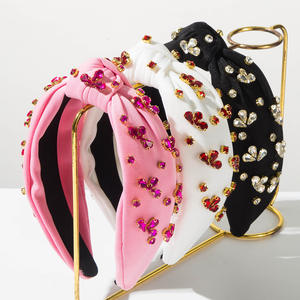 Diadema Retro Barroca con Pedrería para Mujer, Accesorio para el Cabello con Borde Ancho Anudado - Product Image 1