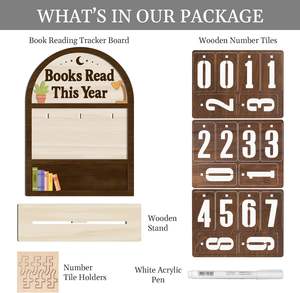 Contatore di Libri Letti in Legno, Insegna Decorativa da Appendere per Libreria, Tracker di Lettura in Legno - Product Image 3