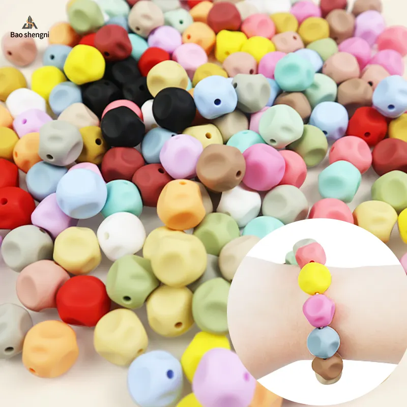 Atacado Baby Silicone Focal Beads Colorido Baby Teethers Beads Nova Forma BPA Livre 12MM 15MM 19MM Silicone Impresso Beads