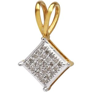 Collar con Colgante de Diamante Redondo de Corte Brillante de 0.07 Quilates, Color Blanco Natural G-H, Oro Amarillo, Plata de Ley, para Uso Diario de Mujeres - Product Image 3